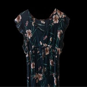 Teal Floral Midi Dress